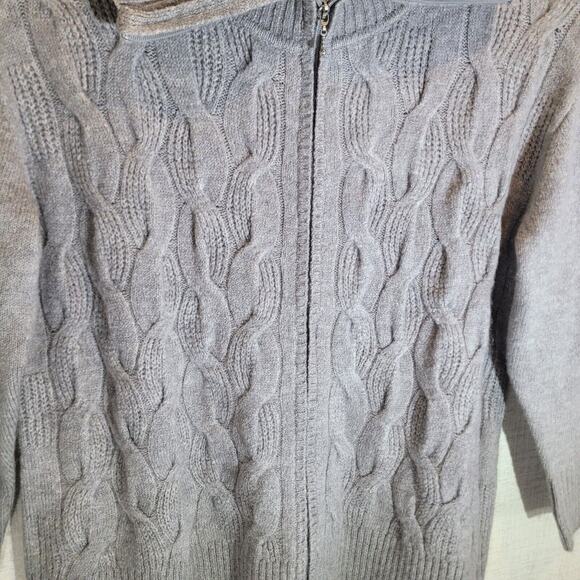 Christopher Banks Womens Cable Knit Full Zip Sweater Cardigan Plus 1X Gray NEW - Picture 3 of 9
